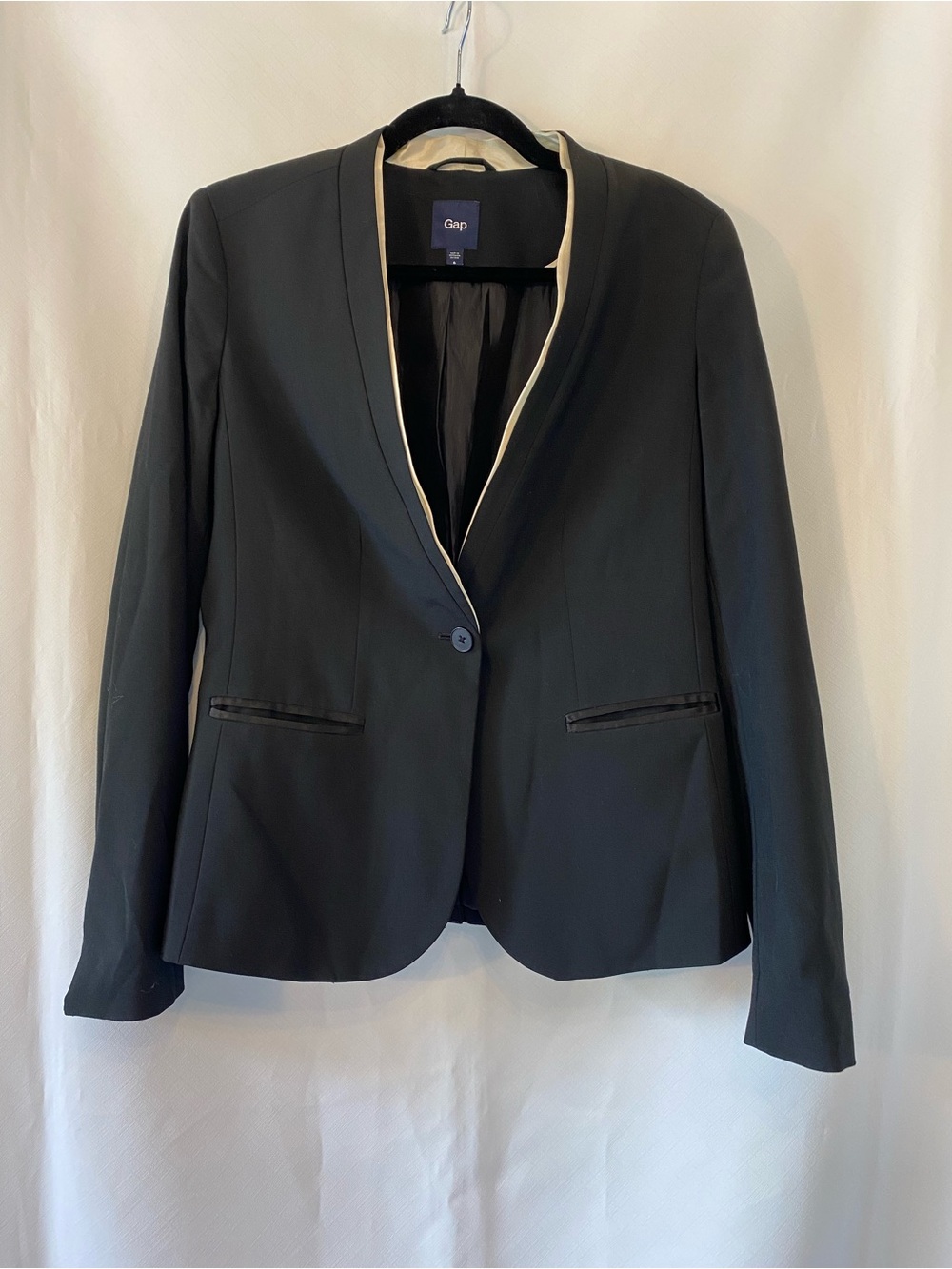 Gap Women's Classic Black Tuxedo Style Single Breasted Blazer 12 Minimalist